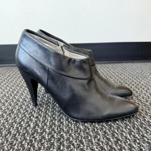 Guess Womens Black Leather Ankle Boots High Heels Booties Size 10